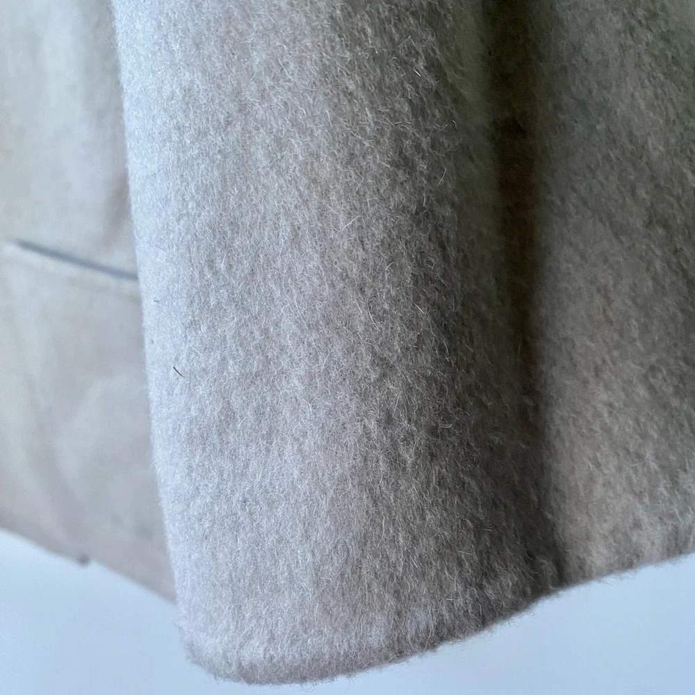 Max Mara Reversible Wool & Angora Short Wrap Coat, Blue & Gray, size It 42, US 6 - Picture 11 of 15